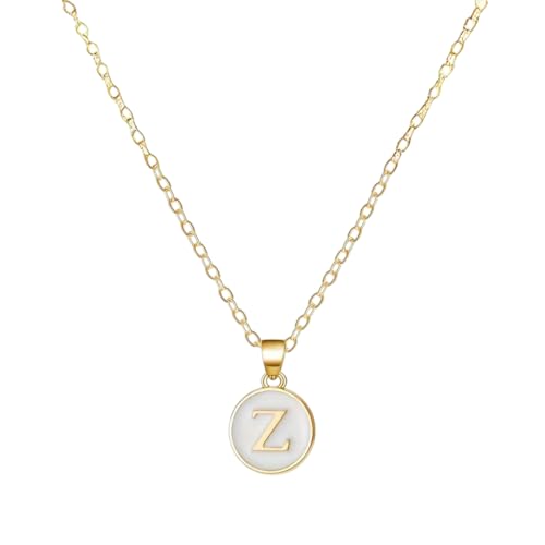 Image of Giftana Alphabet Locket with Chain, White Enamel Letter A-Z Pendant Necklace for Girls, Personalized Initial Name Gold Plated Pendant Necklace Gift for Girlfriend, Valentines Day Gifts for Woman