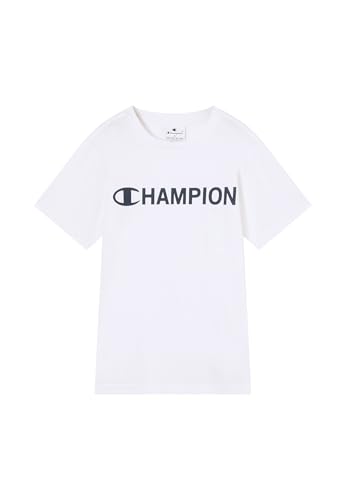 Champion Legacy Boys, Camiseta gráfica de Cuello Redondo, L, Color Blanco, Blanco, L