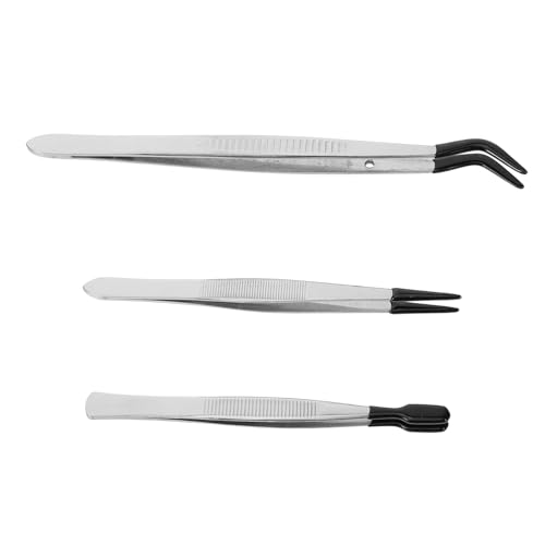 SEWACC 3pcs Stainless Steel Tweezers Eyelash Extensions Tweezer Kit for Crafting