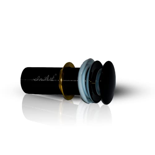 Image of InArt Black Glossy Pop-up Brass Basin Drainer /Waste Coupling /Waste Kit for Bathroom Wash Basin /Vessel Sink Black Color 5 Inch Brass Full Threaded Pop Up Waste Coupling 32 MM