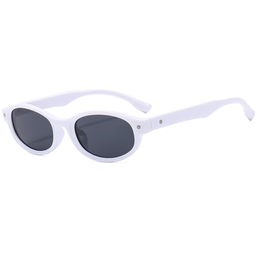 Lunettes de soleil de protection UV forme ovale blanc pour femmes