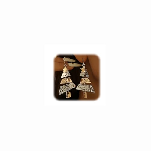 Christmas Tree Earrings for Women, Dainty Metal Splicing Christmas Tree Earrings for Women, Fashion Holiday Drop Dangle Earring for Women