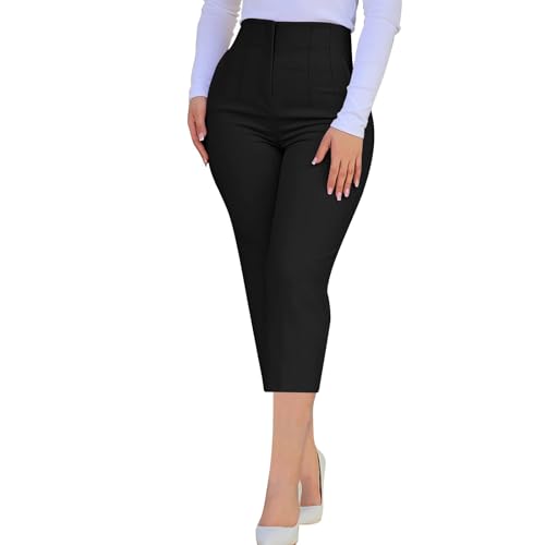 Cropped Dress Pants Women Tummy Control Office Dressy Pants with Pockets Business Casual Bottoms Clothes