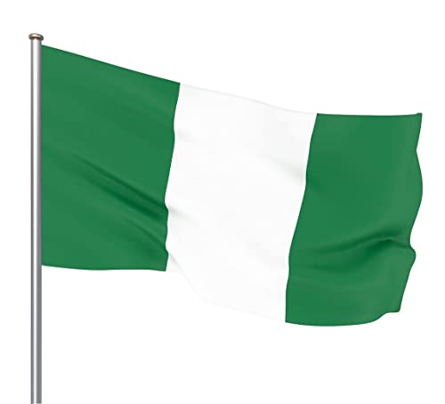 3x5 Ft (90 X 150cm) Nigeria Flag Large Nigerian National Flag with 2 Brass Grommets For Party Festival Procession Celebration Sport Activities Garden Home Indoor Outdoor Decoration