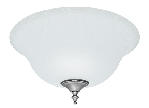 Hunter Glass Bowl - Ceiling Fan Light Cover Fixture, Replacement Glass Shade for Bedroom, Bathroom, or Kitchen, Compatible Casablanca Fans, Antique Pewter Finish - 99162, White Linen