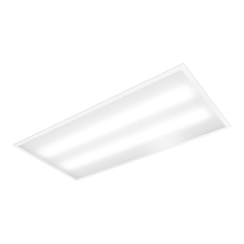 Image of Lithonia Lighting GTX 2x4 LED Flat Panel Light, 2 ft. x 4 ft. LED Light Panel, Ceiling Lighting Fixture for Shop Lighting, Back Lit, 5000 Lumens, 4000K Cool White, A12 Prismatic Lens, White