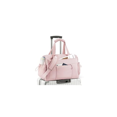 TOPEAST Weekender Bag for Women Lightweight Puffer Travel Duffle Carry On Bag with Wet Pocket & 40oz Tumbler Pocket Airline Approved Personal Item Overnight Bag Pink