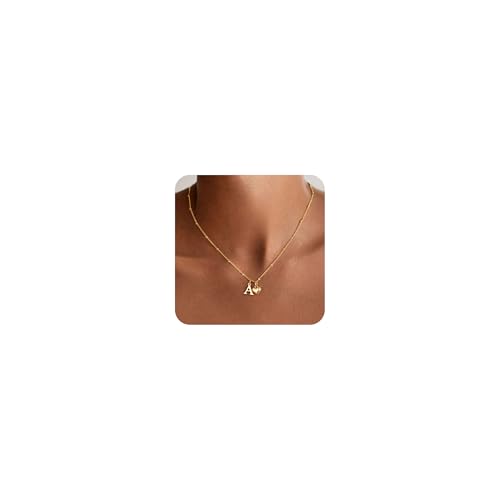 M MOOHAM Gold Heart Initial Necklace for Women Girls - 14K Gold Plated Letter A-Z Pendant Necklace Dainty Heart Necklaces Tiny Initial Necklaces Birthday Gifts for Women Jewelry