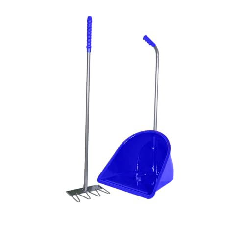 Red Gorilla Traditional Tidee and Long Rake 80cm in Blue Horse Manure Shovel Scoop Multi Purpose Large Lightweight Dustpan for Paddock Stable Horsebox Equestrian Building or Garden Waste