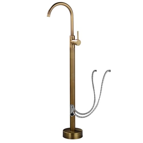 BiaoTeng Robinet de Baignoire Ilot Autoportante Monocommande Chaud et Froid Raccordement Mural Mitigeur Baignoire Ilot Sur Pied antique