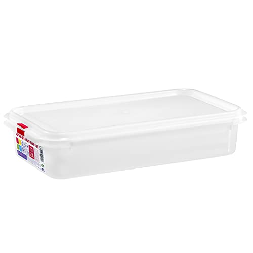 COM-FORT HOUSE - Tartera rectangular para comida reutilizable con tapa, apto para microondas, lavavajillas y congelador. Medidas: 325x176x65 2,8L, Pakc de 3 unidades