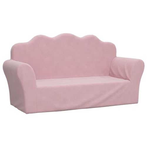 vidaXL Kindersofa 2-Sitzer, Sofa Abnehmbarer Bezug, Gepolstert Kindersessel Zweisitzer, Spielsofa Kindercouch Kindermöbel, Rosa Weich Plüsch