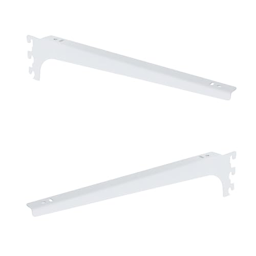 Pastlla 2 Pack Adjustable Shelf Brackets, Adjustable Shelf Bracket for Double Track System Closet Organization Heavy Duty Wire Shelf Brackets (White,12 Inches)