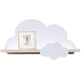 Estantes en forma de nube, estantes de pared en forma de nube de madera con gancho, estante de pared de estilo lindo y simple para almacenamiento de juguetes de libros, decoración de habitación Kawai