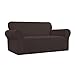 Easy-Going Stretch Loveseat Slipcover 1-Piece Sofa Cover Furniture Protector Couch Soft with Elastic Bottom for Kids Polyester Spandex Jacquard Fabric Small Checks (Loveseat, Chocolate)