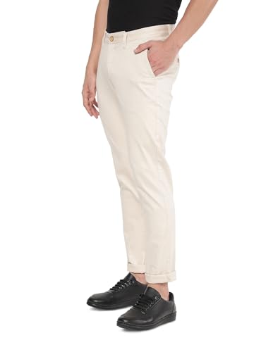Image of Arvind Men Beige Modern Fit Chinos