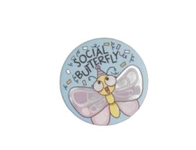 Doodleholic Social Butterfly Button Badge