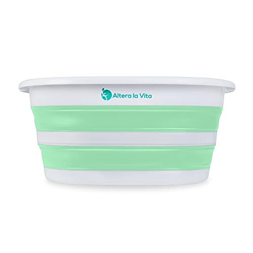 Altera la Vita Cesto para la colada, fregadero, barreño, plegable, para camping y hogar, 27 litros, impermeable y ahorra espacio, color menta Cover