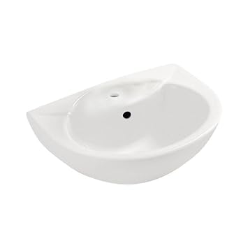 KOHLER FOLIO Series Wall Mounted WASH BASIN (White) With Faucet Hole | 610x480x235mm, Semi Circle | Ceramic Basin/Sink for Bathroom, Living Room | NOT Table/Counter Top | K-2018IN-1WH-0