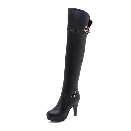 Bottes talons hauts 8cm grande taille, cuissardes confortables au-dessus du genou