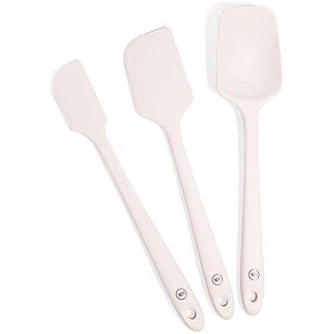 The Silicone Kitchen Improved Spatula, Skinny Spatula, Spoonula in Designer White, Silicone Spatula Set 3 Piece, Off-White Cover