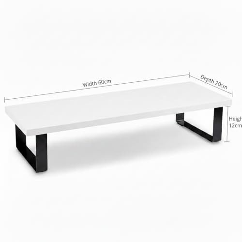 Image of flux Monitor Stand Wooden | Monitor Stand Riser | PC Stand For Desktop Table | Non Slip, Material: Particle Board & Metal (White )
