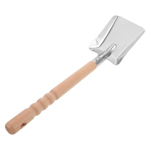GLSTOY Paletta per Carbone da Stufa in Acciaio Inossidabile Manico in Legno Pala per Cenere e Pulizia Stufa Strumento Manuale Compatto per Caminetti Bracieri e Uso Outdoor