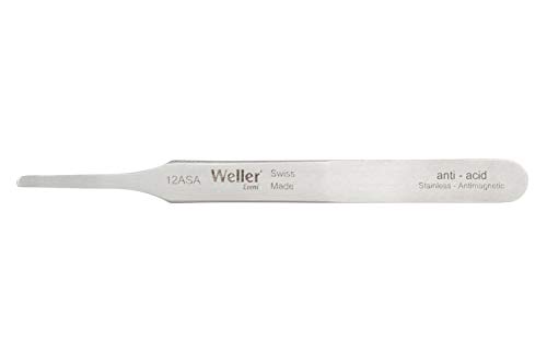 Weller Erem 12ASA Precision Tweezers with Flat Rounded Tips for gripping Components, Silver - Image 3
