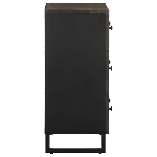 Cómoda de madera maciza de mango pequeña, armario auxiliar negro de 75 cm de alto 6