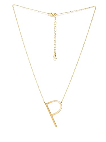 Image of Yellow Chimes Fashion Stainless Steel Gold Plated Initial Letter Pendant for Women and Girls