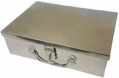 Stainless Steel Storage Box, Cash Peti, Pooja Peti, Organizer, Vanity Box, Safe Locker 10 Inch W-10", H-3", L-7" SS202 Polished-image-15