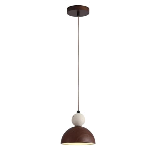 Suspension travertin design dôme bois idéale pour éclairage îlot de cuisine