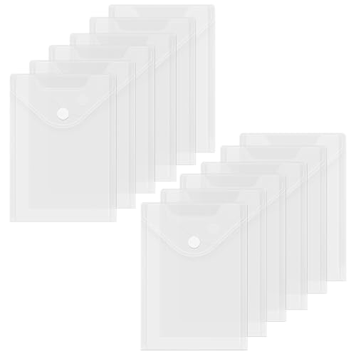 Toplive Pastas de arquivo, 12 pacotes de envelopes de plástico A5 à prova d'água com fecho de ganch