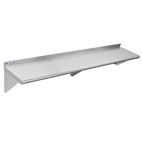 Image of Hally Stainless Steel Shelf 12 x 60 Inches 315 lb, NSF Commercial Wall Mount Floating Shelving for Restaurant, Kitchen, Home and Hotel