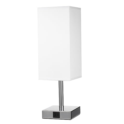 Jemora 2 Paquetes de lámpara de mesita de Noche de Tela con Bombilla LED Blanca cálida, luz de Escritorio, Control táctil, Puertos de Carga USB A Tipo C, 3 Niveles Regulables para Sala de Estar, - imagen 8