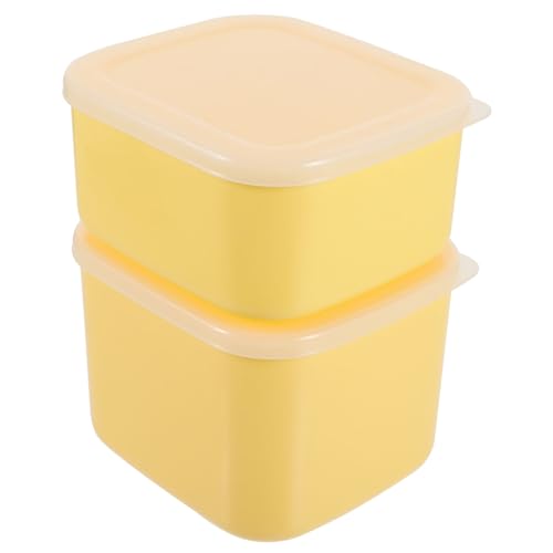 sporful 2 cajas de almacenamiento de queso, recipientes multifunción para refrigerador, rebanadas de queso, mantequilla, frutas y verduras (amarillo)