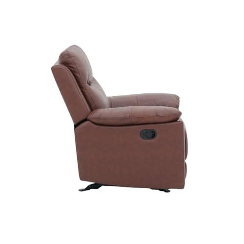 Image of Royaloak Dallas American Half Leather Manual One Seater Recliner | Comfortable Recliner Sofa 1 Seater with Tufted Design, Padded Armrests & Pocket Springs | Durable Manual Recliner Chairs for Home