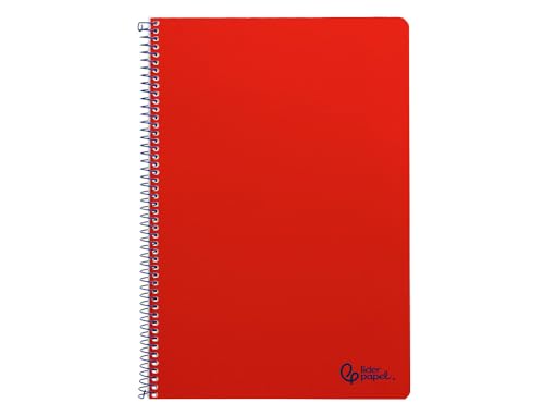 Cuaderno espiral liderpapel a4 smart tapa blanda 80h 75gr rayado horizontal con margen color rojo