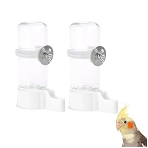 Pet Bird Automatic Water Feeder, Parrot Water Dispenser, Bird Cage Suspended Automatic Water Dispenser for Parakeet Budgie Lovebirds Canary Cockatiel (2 PCS)