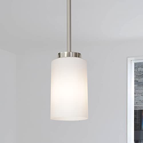 Todoluz 1-Light Farmhouse Chandelier Pendant Light Fixtures With Opal White Shades, Hanging Ceiling Pendant Lighting Brushed Nickel For Kitchen Dining Room Study thumb #6