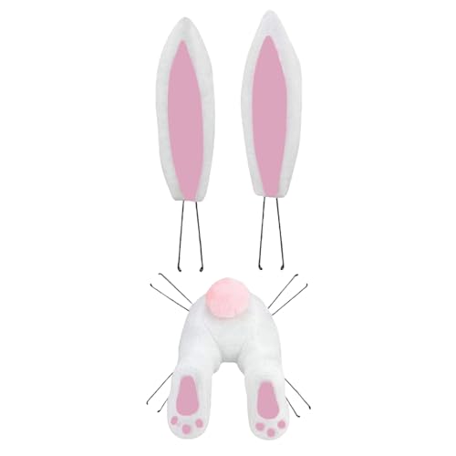 Ghirlanda di coniglietto pasquale – Ornamento in stoffa ABS 30x24 cm, culo di coniglietto con orecchie, attacco per porta appendibile | Decorazione per le vacanze primaverili per casa, parete, esterno
