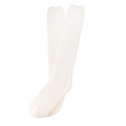 Image of BambooMN Women's Fuzzy Knee High Socks - Polka Dots and Solid Colors - 2 Sizes - 1 Pair Pack