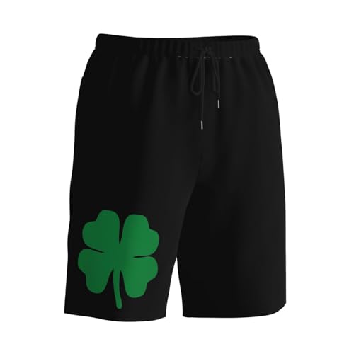 Green 4 Leaf Clover Mens Swim Trunks Quick Dry Board Shorts 7" - Hawaii Beach Swimwear2