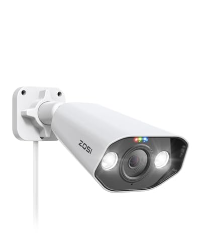 Image of ZOSI 5MP PoE Add-on Camera, Face Person Vehicle Detection, 2 Way Audio, Starlight Night Vision, Sound&Light Siren, 3K Weatherproof Outdoor Indoor Home Bullet IP Cam, Only Compatible with ZOSI POE NVR