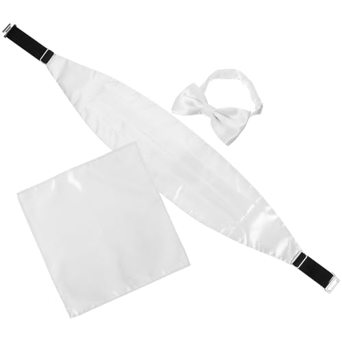 Juego de fajín y corbata de moño para hombre blanco