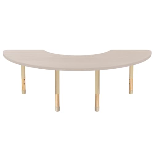 Image of 36 inch x 72 inch Half Moon Kids Classroom Table with Adjustable Chunky Wood Legs