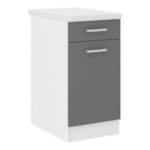 Ultra Meuble Bas de Cuisine L 40 cm avec Plan de Travail Inclus - Gris