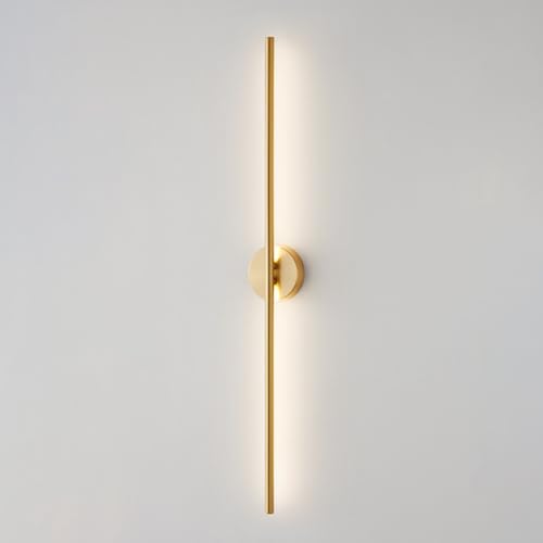 Aplique de pared de tira larga de cobre, aplique lineal ultrafino, lámpara de pared de latón estriado con pantalla de silicona, luces de pared LED modernas, lámparas de pared decorativas para pasill