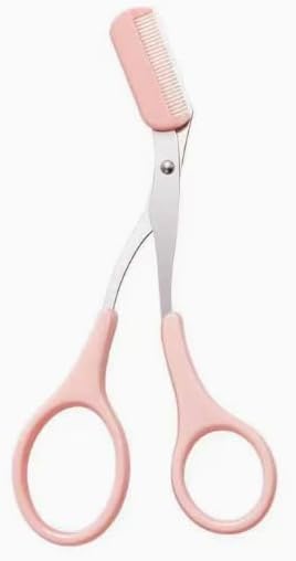 Eyebrow Trimmer Scissors with Comb, Stainless Steel, Pink, Portable Eyebrow and Eyelash Hair Trimming Set