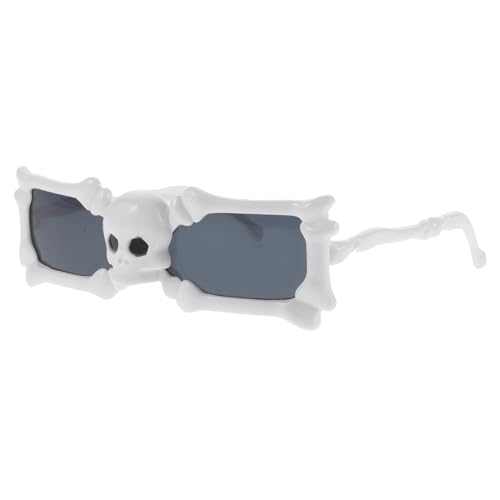 KICHOUSE Skull Glasses Frame Funny Halloween Party Sunglasses Plastic Skull Shaped Eyewear